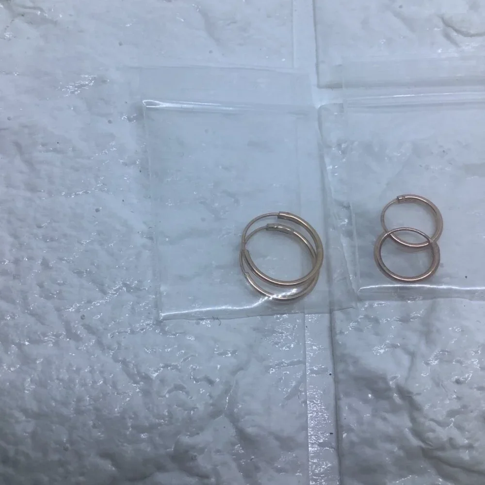3 Pairs Rose Gold Plated Sterling Silver Hoop Earrings Cartilage Nose Lip Unisex